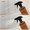 4st Stor 16 oz 500ml Tomma Amber Glas Spray Bottle Containrar w / Svart Trigger Spray för eteriska oljor Rengöring aromaterapi