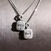 Märke Luxury Smycken Unik Handgjorda T Princess Cut 5A Zirconia CZ Diamond Square Pendant Fashion Eternity Clavicle Halsband för kvinnor Present