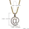 Or/argent couleur plaqué glacé Micro pavé Zircon cubique @ lettre pendentif collier HipHop Rock bijoux pour hommes et femmes