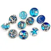 10 unids Botones de metal de animales redondos azules lindos para bricolaje Botones de la joyería de la joyería de la moda de las pulseras de bricolaje