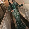 Hunter Green Sequins Prom Robes formelles avec train détachable Train Luxury Jupe gonflée Sirène Kim Kardashian Dubai Arabe Bobe de soirée3813638