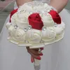 Artificial Wedding Bouquets Handmade Ribbon Pink Red Roses Flowers Butterfly Crystal Rhinestone Bridal Wedding Bouquet Wedding Accesories