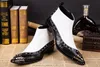 NEW 2018 Western Rock Black white Ankle man boots إيطاليا TYPE زيادة الارتفاع وأشار عالية أعلى الأحذية الجلدية الرجل EU38-46!