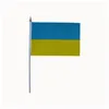 Флаг целых полиэфиров 14 21 см флага Украина с пластиковым полюсом малого размера флаги шелковой печати.