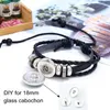 Snap Button Leather Bracelet Drawstring Black DIY Fit 18mm Noosa Glass Cabochon Wristband Adjustable Charm Bracelets Men Women Jewelry