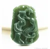[Close] Hurtownie - Ręcznie rzeźbione Natural Green Jade Snake Jade Prezent Urok Naszyjnik Wisiorek