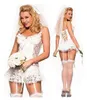 Sous-vêtements de mariage en dentelle blanche, robe de mariée avec bouton jarretière, pyjama sexy transparent, sous-vêtements de mariée, 7487079