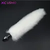 1pc Pure White Tail Butt Metal Plug 35 cm Long Anal Sex Toys For Woman Animal Rollplay Cosplay Tail Sex Products S9244680944