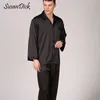 SusanDick Black Silk Pajamas Sets Men Spring Autumn  Satin Sleepwear Set Long Sleeve Solid Man Casual Home Clothes Pijama