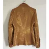 Ny Fashion Fall Winter 2018 Designer Blazer Women's Lion Metal Knappar Dubbelbröst Blazer Jacket Outer Coat Gold S18101304