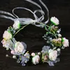 Hair Flower Wreath Wedding Hairband Bohemian Girls Garland Wedding Flower Headband Pearls Bridal Headpieces Bridal Crown Bride Hair Flowers