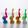 Muilt couleurs Mini Protable Silicone Bongs Avec Bol En Verre Silicone Bubbler Pipe À Eau Banger Hanger Petites Plates-formes Pétrolières Dab Rig 488