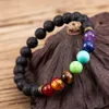 7 Chakra 8mm Svart lava stenarmband DIY Aromaterapi Essential Oil Diffuser Armband Buddha Mala Yoga Smycken