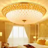 Amerikaanse moderne kristallen plafondlampen LED Goud kristallen plafondlampen armatuur Europees romantisch ronde bed woonkamer huis indoor verlichting