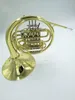 Double Row 4 Key French Horn B till F Tune Musikinstrument Franskt horn med fodral Gold Lacquer Surface Horn kan skräddarsy logotyp
