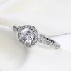 Authentieke 925 sterling zilveren cz diamant trouwring met logo originele doos voor pandora zilveren sieraden kerstcadeau voor vrouwen meisjes