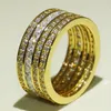 Choucong klassieke prachtige sieraden 925 silvergold vul vier rij 5a kubieke zirkonia prinses cz stapel verlovingsband ring voor vrouwen cadeau