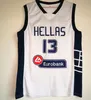 Le maillot de basket-ball blanc de l'équipe nationale de Grèce, 2018 NEW ANTETOKOUNMPO 13 chemises de maillots de basket-ball, formateurs Basketball JerseyS TOPS