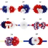 Neonate US Independence Day Fasce per capelli con strass in chiffon con fiore Fascia per capelli Sparkle Bands 4th of July Fascia per capelli Copricapo a righe 8 colori