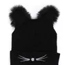 Kedi Kulaklar Kadınlar Yeni Şapka Örme Akrilik Sıcak Kış Beanie Tığ Kürk Şapka Caps