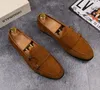 Hot Sales Brand Luxury Äkta Läder Men Oxford Skor Pekade Toe Men Klänning Skor Med Dubbelspänne Man Bröllop Skor L78