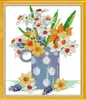 Brilliant flowers home decor paintings ,Handmade Cross Stitch Embroidery Needlework sets counted print on canvas DMC 14CT /11CT