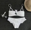 bikini blanc sexy 2018 bandeau imprimé blanc bikini brésilien licou maillot de bain maillot de bain rembourré costume de plage maillot de bain en dentelle maillot de bain