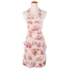 Amazon hot sell aprons pink white Lilac flower printed women lady lace apron black double layer apron top quality boutiques