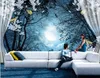 3D Duvar Duvar Duvar Kağıdı Doğal Manzara Huzurlu Gece Orman Ay Özel 3D Odası Peyzaj Fotoğraf Kağıdı Pencere Görünümü Yatak Odası
