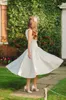 Tee Länge Vintage kurze Brautkleider ärmellose einfache informelle Rezeption Brautkleider Zweite Hochzeitskleid Mitte gemacht