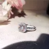 Anelli nuziali per le donne S925 sterling-silver-gioielli Cubic Zirconia Fine Jewelry Rosa Rotondo Pietra Gioielli da sposa Anello di fidanzamento S18101002