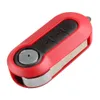 3 Knop NIEUWE Vervanging Shell Opvouwbare Flip Key Case voor Auto Fiat 500 Met Rode Siliconen Cover Combo Shell259P