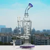 12,5 pouces Accessoires pour fumeurs Violet base solide hélice bobine verre bong pipe à eau plate-forme pétrolière bécher bong avec bras arbre 14mm joint