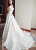 Elegant Off The Shoulder White Satin Evening Dresses 2020 Sleeveless Formal Jumpsuits For Bridal Guest Gowns Party Red Carpet Prom Dresses