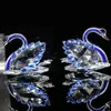 DingSheng 1 paio di figurine di cigno di cristallo blu Quarzo di vetro artificiale Artigianato di animali per la decorazione Accessori Regali di nozze