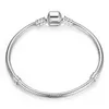 (I lager)Fabriksgrossist 925 Sterling Silver Armband 3mm Snake Chain Fit Pandora Charm Bead Bangle Armband Smycken Present för män kvinnor