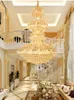 Moderne LED-Kristall-Kronleuchter-Leuchten, amerikanische große goldene Kronleuchter-Lampen, europäische große Hotel-Lobby-Halle, Treppe, Zuhause, Inoodr-Beleuchtung