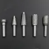 5 pçs / set Carbide Cutter Rotary Burr Set Gravura CNC Bit Madeira Arquivo Rotativo Bur Burr Moagem Shank 6mm 1/4 "Para Ferramentas Rotativas Dremel