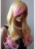 Fashion Light Gold an Pink Cosplay synthetic Short Women Hair Wig