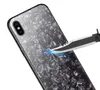 Yeni Lüks Kabuk Desen Temperli Cam Telefon Kılıfı Için iPhone X Için Güzel Sert Arka Kapak Yumuşak Silikon Tampon iphone 7 6 S 8 Artı 1 adet