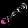 DOMI 21*3cm Ice and Fire Series Rose Flower Design Glass Women Dildo Adult Butt Anal Plug Sex Toys Y18110106