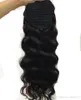 160g Raw virgin unprocessed indian wavy ponytail hair extension natural black curly human hair ponytail with drawstring two combs Easy hair