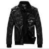 Men's Locomotive Leather Jacket Coat Thickening Fur Outerwear Slim Winter Jacket Brown , M-XXXL