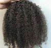 Kurzer hoher 3C Afro Kinky Human Hair Ponytail Frisur für schwarze Frauen, die Häkeln Crochet Curly Puff Bun Haarteil Real Brazilian 120g Kordelclips aufgeklebt haben