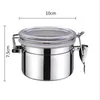 Boîte scellée en acier inoxydable café farine sucre porte-conteneur canettes Pots bouteilles de stockage pot couvercle Transparent