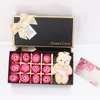 DHL Romantic Rose Soap Flower With Little Cute Bear Doll 12pcs Box Gift For Valentine Day Giftsfor Wedding or birthday Gifts by sun11