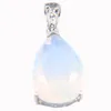 Luckyshine Europe Jewelry Water Drop Drop White Moonstone Gems Colliers en argent USA Colliers de fiançailles de mariage Israël Pendant + chaîne