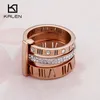 Rhinestone Rings For Women Stainless Steel Rose Gold Roman Numerals Finger Rings Femme Wedding Engagement Rings Jewelry