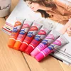 Wholesale 12pcs tear lip gloss girls tear pull off lipstick moisturizing fruit fragrance lip film mask for free shipping