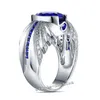 Märke Fashion Man Ring Ovala Cut 5CT 5A Zircon CZ Birthstones Ring 925 Sterling Silver Engagement Bröllop Band Ring för män